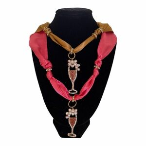 Bride to be bubbly champagne glass scarf necklace